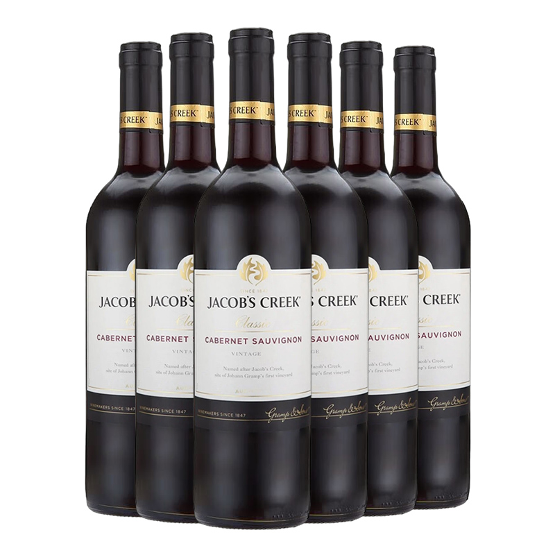 Jacob's Creek杰卡斯经典系列 西拉赤霞珠梅洛干红葡萄酒 750ml*6
