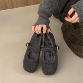 软底防滑棉鞋 仙女风毛毛鞋 女2024冬气质加绒玛丽珍单鞋 孕妇配裙子