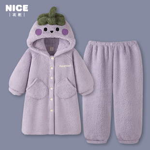 法兰绒 秋冬季 珊瑚绒睡衣睡袍女冬季 加厚加绒家居服可外穿2025新款