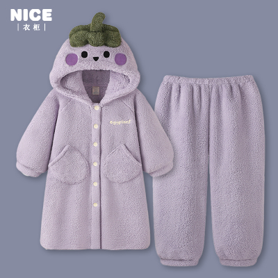 珊瑚绒睡衣睡袍女冬季加厚加绒