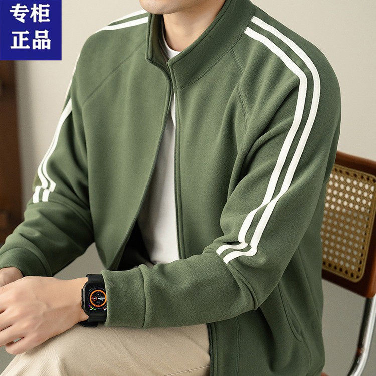 秋冬季男士抓绒上衣开衫中青年双面绒加厚保暖卫衣休闲摇粒绒外套