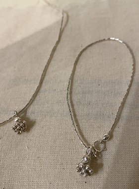 plg＜繁华将尽＞ 原创小众设计s925手工银花朵极细进口银手链限量