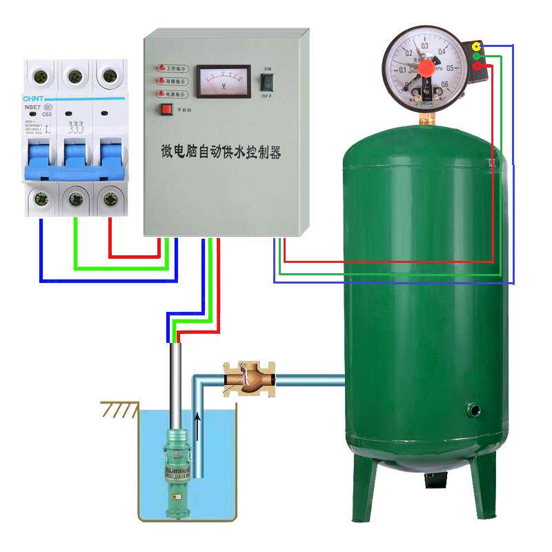 家用220v三相380v微电脑自动智能水泵控制器无塔供水器压力罐开关