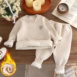 考拉绒男女童7A抗菌保暖内衣加厚无骨中大童秋衣秋裤 儿童套装 新款