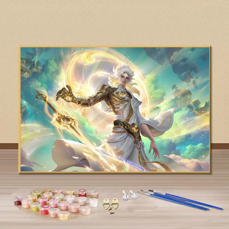 王者荣耀李白手绘填色画生日礼物