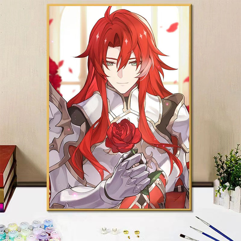 玫瑰骑士银枝 崩坏星穹铁道人物diy数字油画手绘填色画画生日礼物