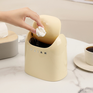 桌面垃圾桶家用迷你可爱床头收纳桶垃圾篓客厅轻奢按压式带盖小号