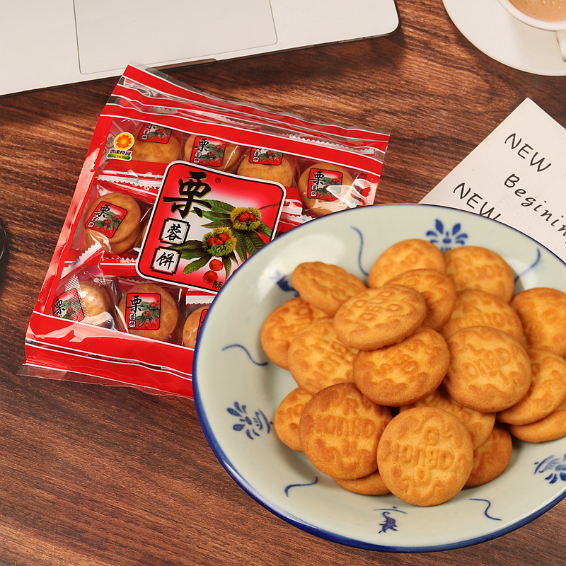 鸿达栗蓉饼香酥栗子饼干早餐代餐办公休闲粗粮儿童零食茶点心200g-封面