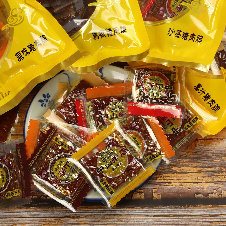 潮州中山老店强龙猪肉脯强能炭烧黑椒猪肉干桦采原味腊味真空包装 - 实物图