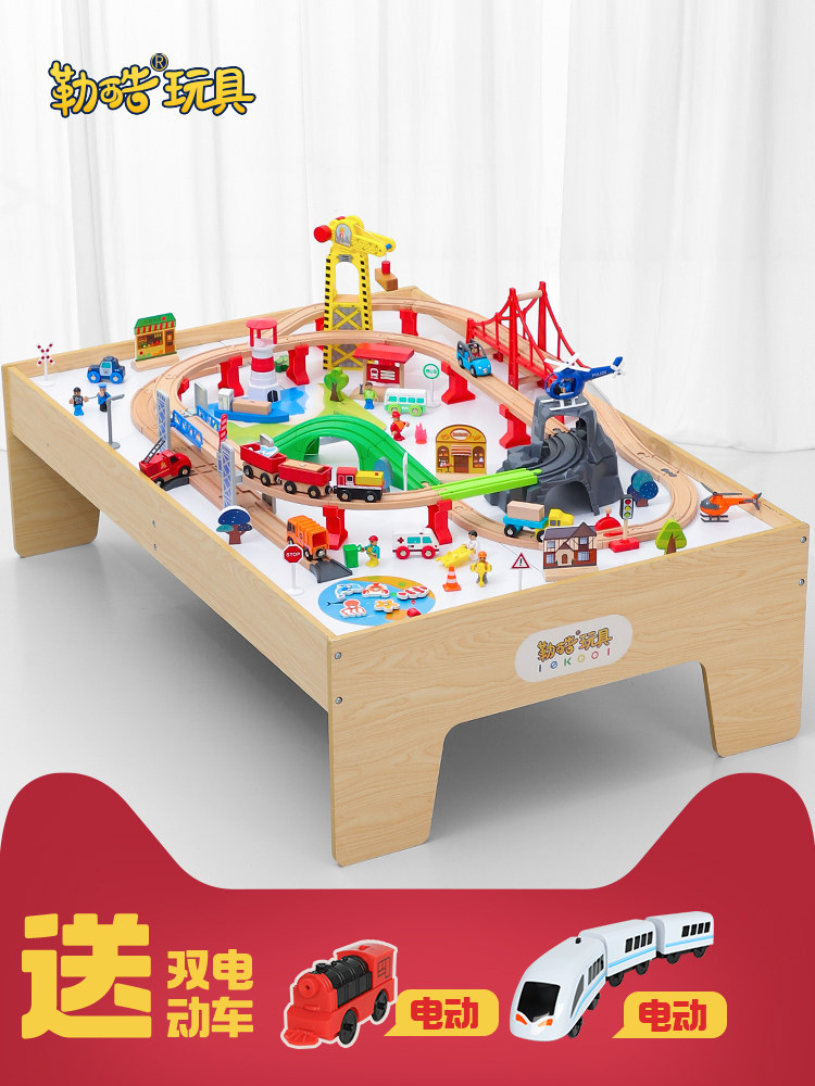 WOODEN TRACK SIMULATION CHILDRENS TRACK CAR TABLE CRANE SMALL TRAIN INERTIA CAR BRIO TRAIN TRACK TOY