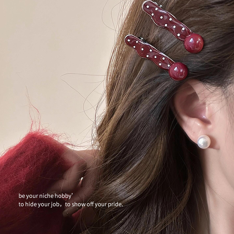 复古显白酒红色滴油金属波点珠子