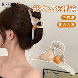 大发量抓夹女2026新款高级感夏天爱心发夹后脑勺大号鲨鱼夹子头饰