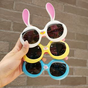 扮眼镜女童可爱防紫外线护眼宝宝玩具墨镜 儿童太阳镜时尚 潮卡通装