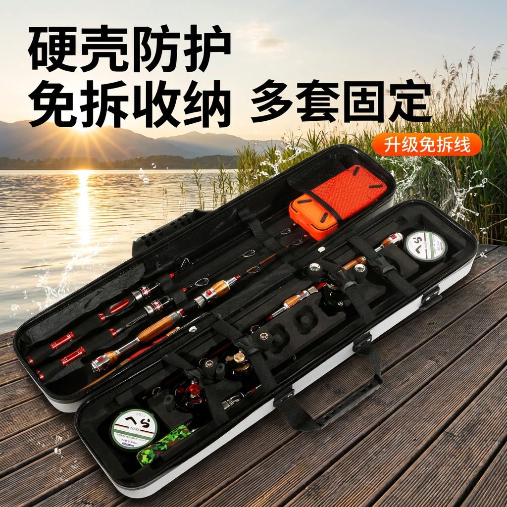 免拆轮硬壳鱼竿包桥钓筏钓包
