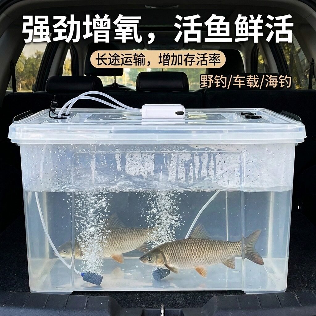 后备箱专用活鱼桶车载增氧保鲜活鱼箱钓鱼桶装鱼箱大容量运输箱
