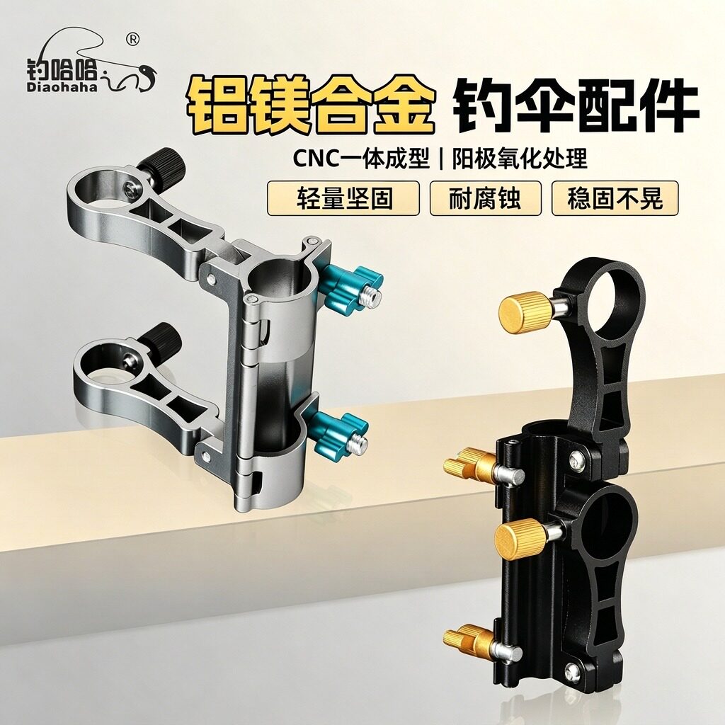 钓椅战车通用伞架便携可折叠铝镁配件钓伞轻量支架多功能连接器图片
