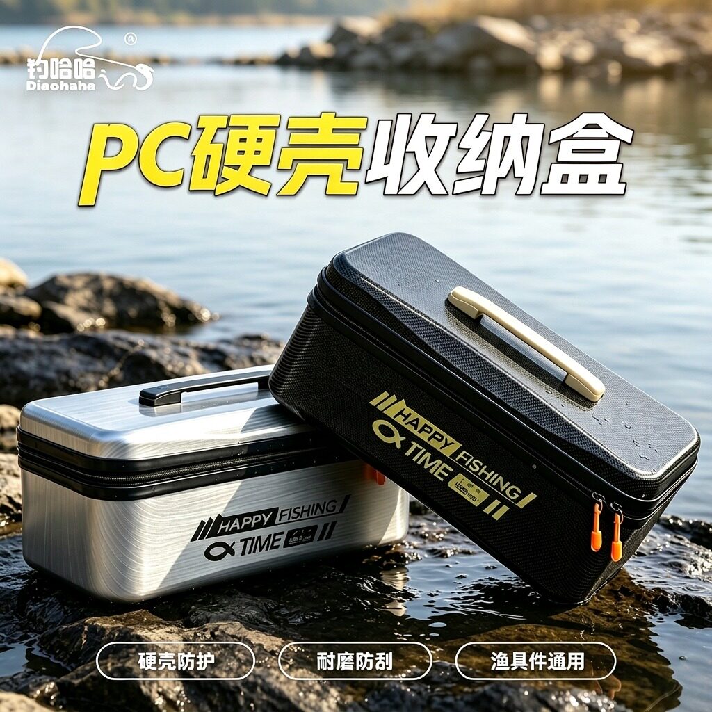 钓哈哈新款硬壳收纳盒大容量配件盒多功能主线子线盒轻量渔具包