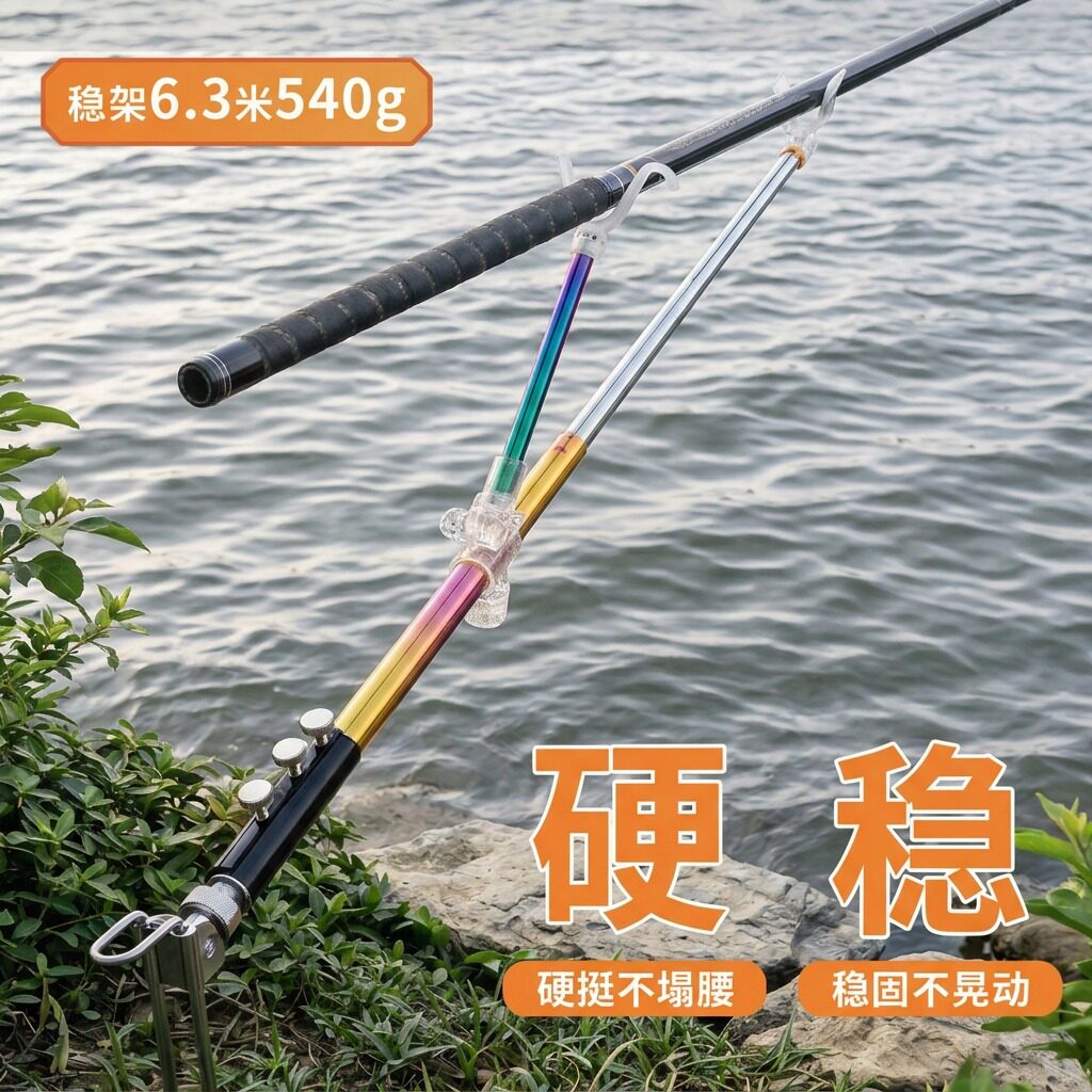 新款S型鱼竿支架炮台后挂不锈钢自动回弹伸缩轻量化炫彩硬稳垂钓