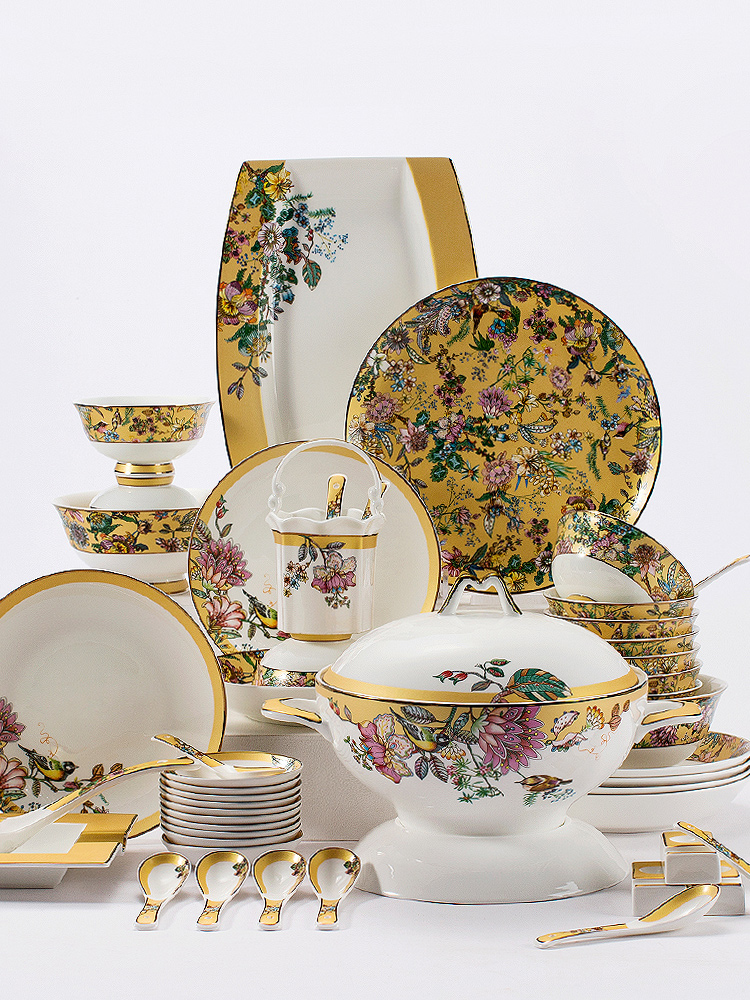 Composer rare good goods luxury enamel color tableware set home Jingdezhen light luxury high-end dishes