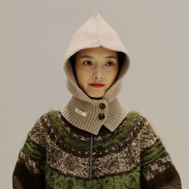 巴拉克拉法帽女100%羊毛护颈围脖