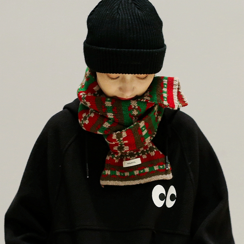 费尔岛羊毛围巾氛围感复古韩系