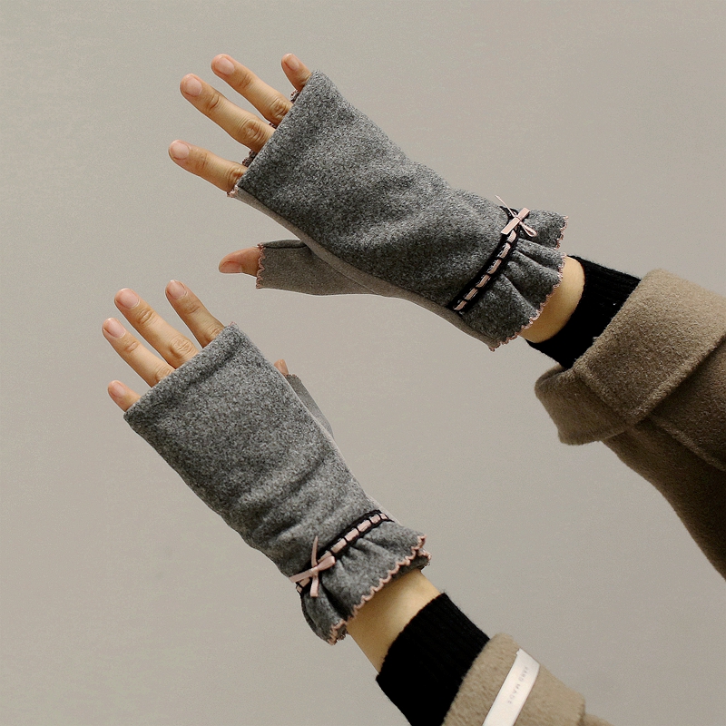 露指办公室打字秋冬开车半指手套