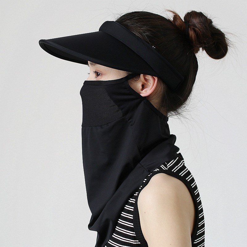 夏天骑行遮阳透气轻薄网纱护颈三角面巾全脸防护户外冰丝防晒面罩