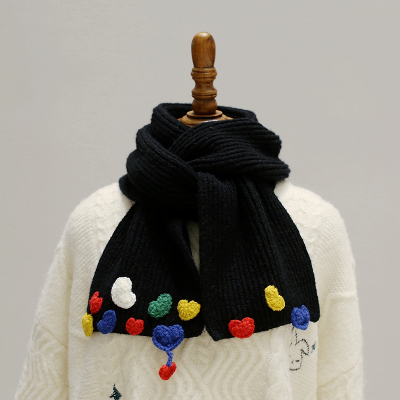 手工爱心针织围巾甜美可爱女韩系