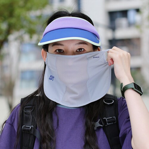 轻感泡泡网纱防晒面罩qiao透气