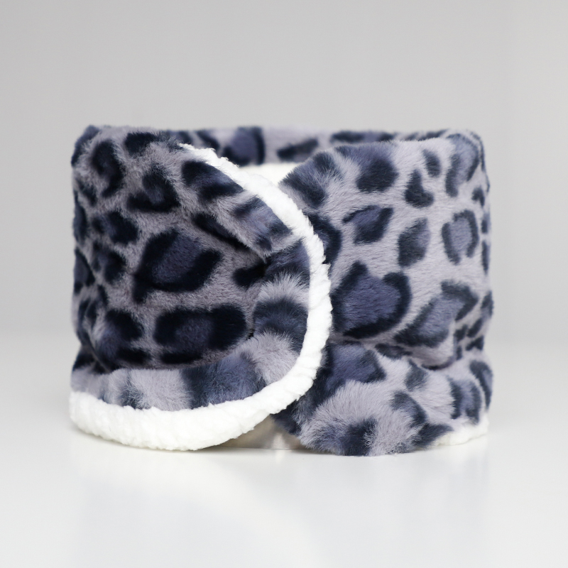 冬天时尚女豹纹围脖套头护颈高领