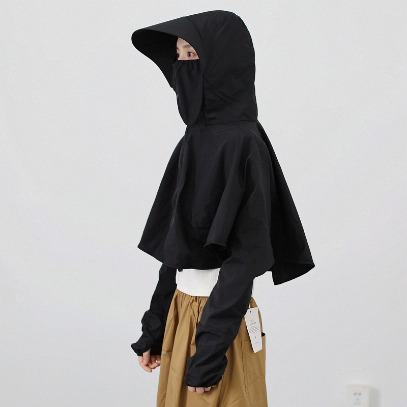 连帽骑车防晒披肩护全脸面罩长袖一体夏天户外防水防紫外线神器女