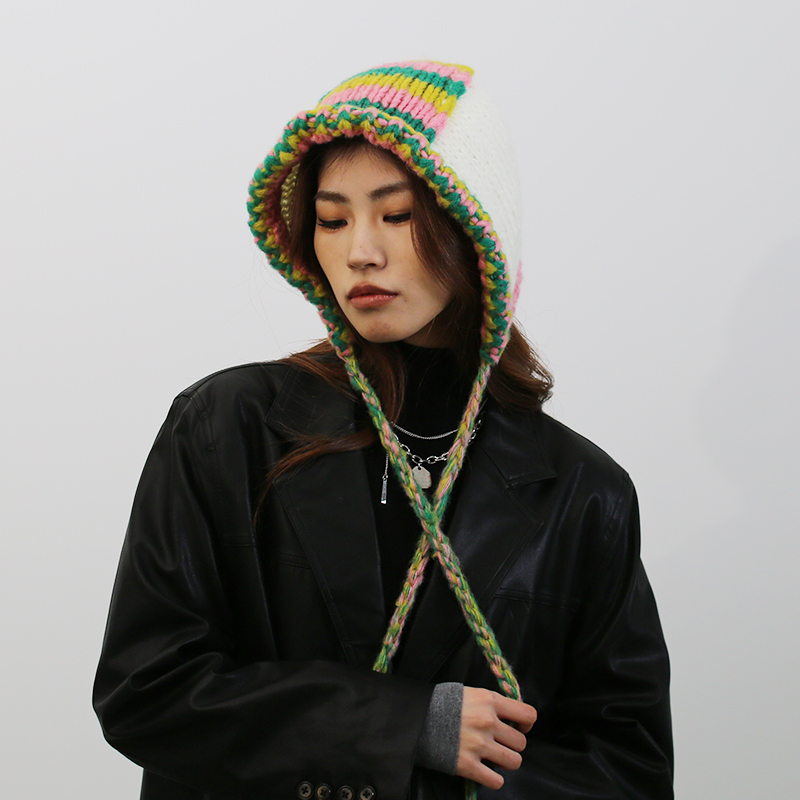 套头帽女针织包头护耳帽显脸小