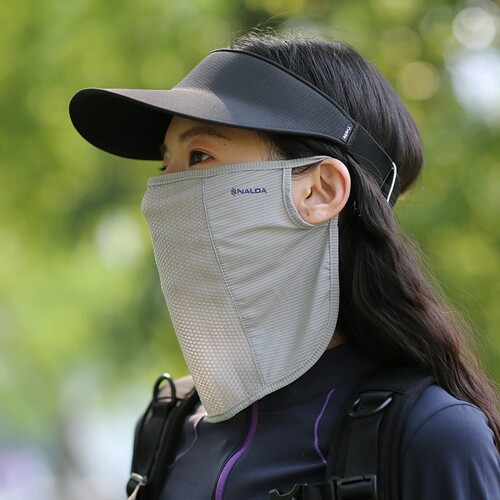 轻感泡泡网纱防晒面罩qiao透气