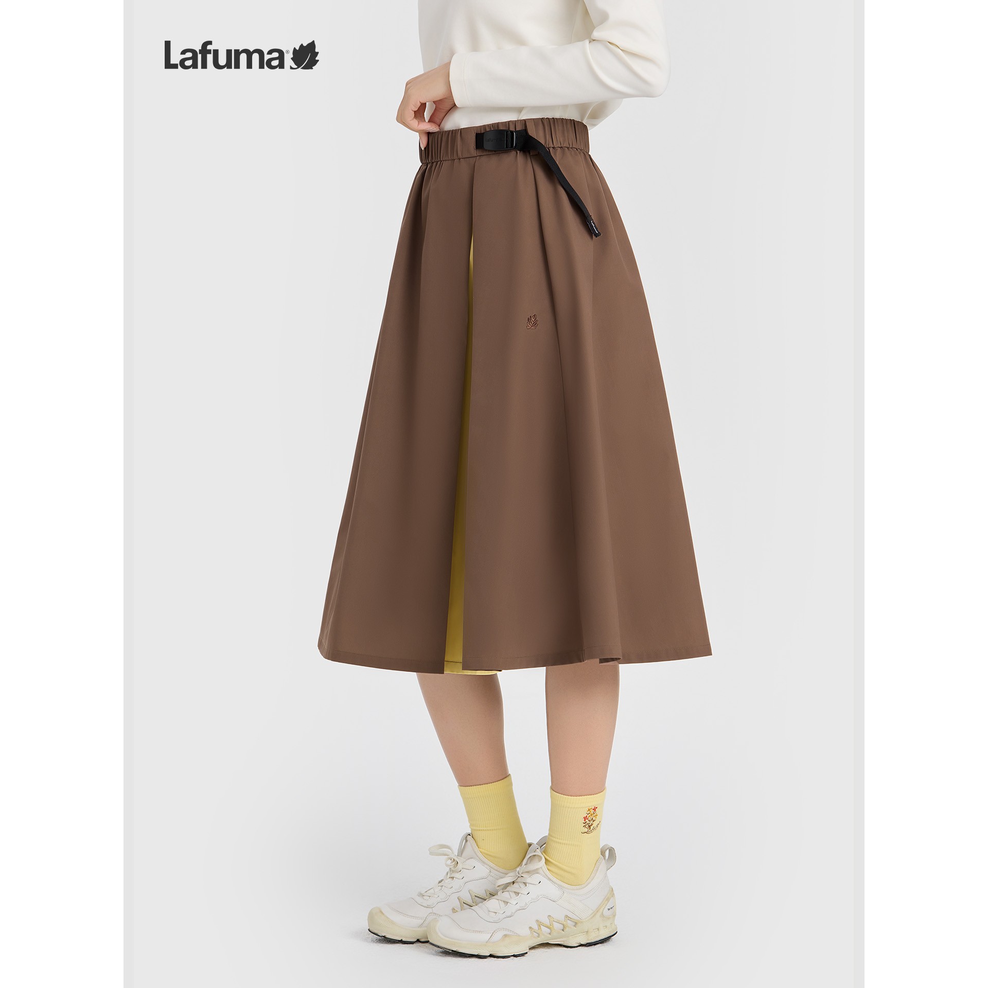 LAFUMA乐飞叶户外防泼水防风印花半身裙女款休闲半裙中长款A字裙