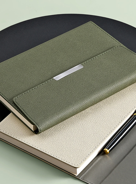 A5硬壳硬皮面磁吸三折页办公记事本100克本白纸书写不渗墨2024年新款笔记本本子高颜值高档商务定制可印logo