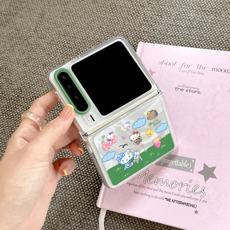 kt猫适用华为POCKET2手机壳小米MixFlip保护套羽纱PuraX三星ZFLIP7/6/5/4/3软壳折vivoXFlip叠屏OPPOFindnN3