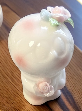 创意陶瓷手捏花朵哆啦A梦摆件家居装饰品电视柜桌面小摆设可爱