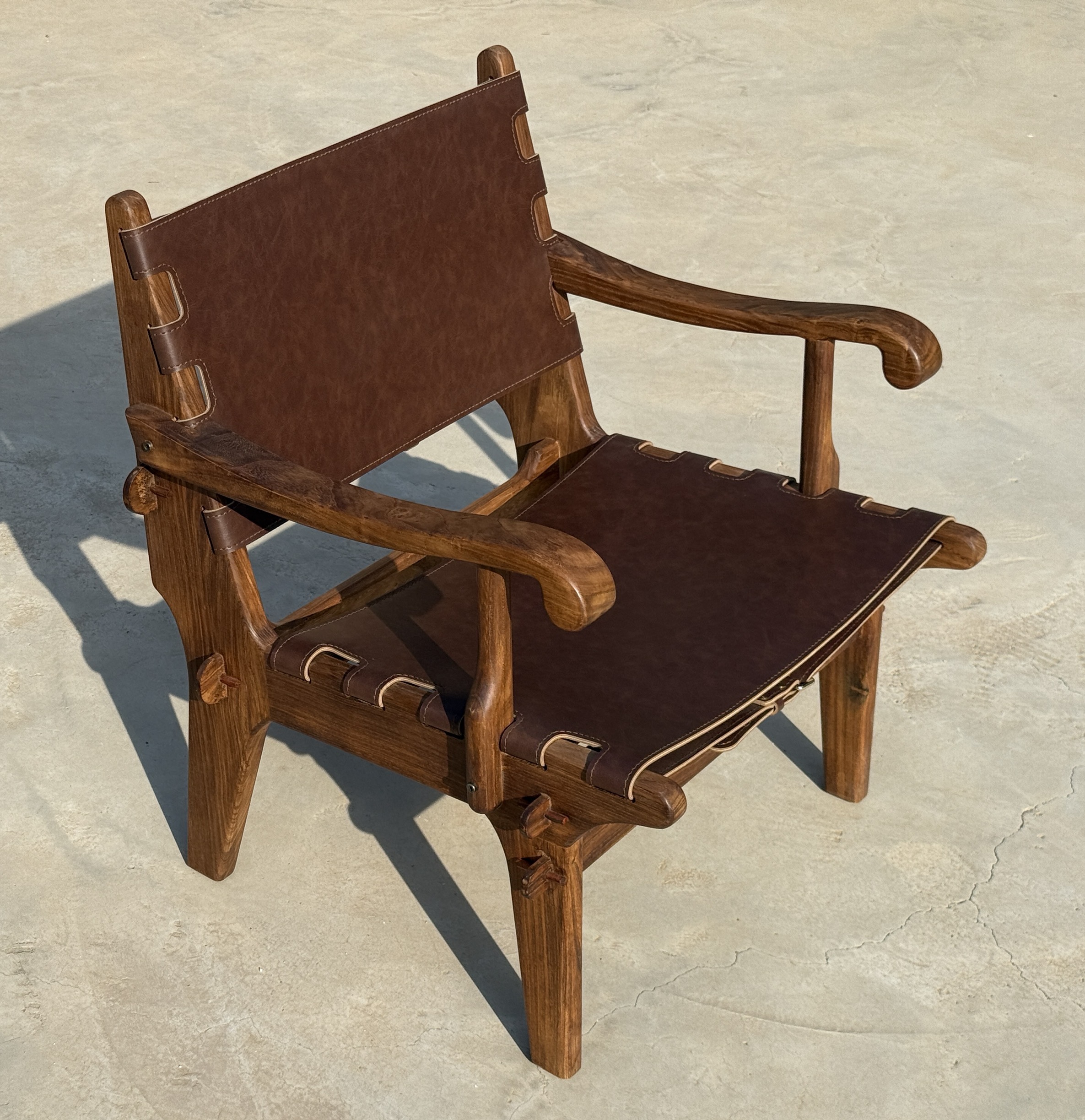 Yh 中古阳台躺椅狩猎复古北欧客厅休闲榆木沙发椅单人椅子艺术