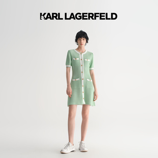 薄荷曼波 新款 LAGERFELD卡尔拉格斐夏季 针织连衣裙老佛爷 KARL