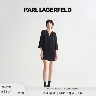 LAGERFELD卡尔拉格斐2023春夏新款 KARL V领连衣裙老佛爷231L1305