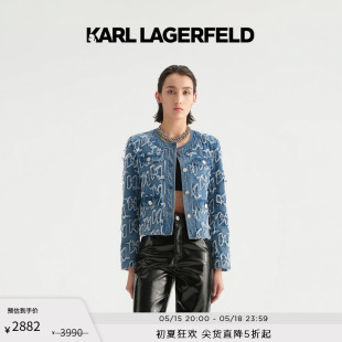 LAGERFELD卡尔拉格斐春KL毛边贴布牛仔夹克老佛爷236L1441 KARL