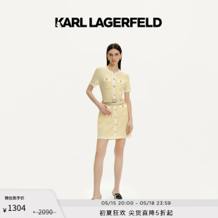 KARL 针织连衣裙老佛爷 撞色边短袖 LAGERFELD卡尔拉格斐2024夏款