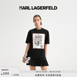 系列 KARL 致敬经典 LAGERFELD手稿印花图案T恤老佛爷231L1711