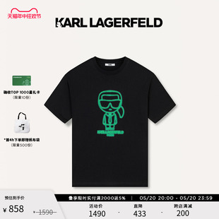 新款 KARL刺绣短袖 LAGERFELD卡尔拉格斐2024夏季 KARL T恤男老佛爷