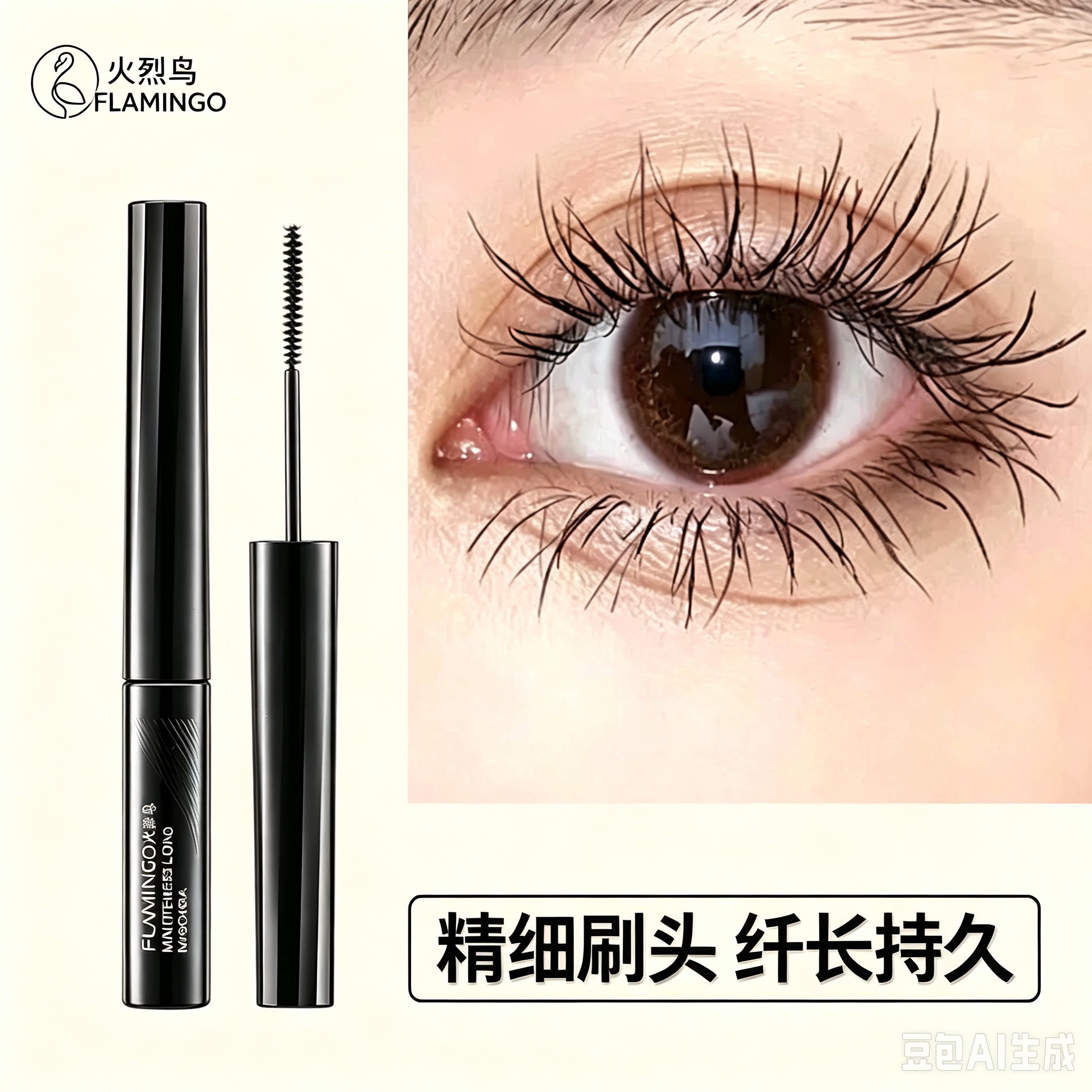 火烈鸟细刷头根根分明晕染睫毛膏