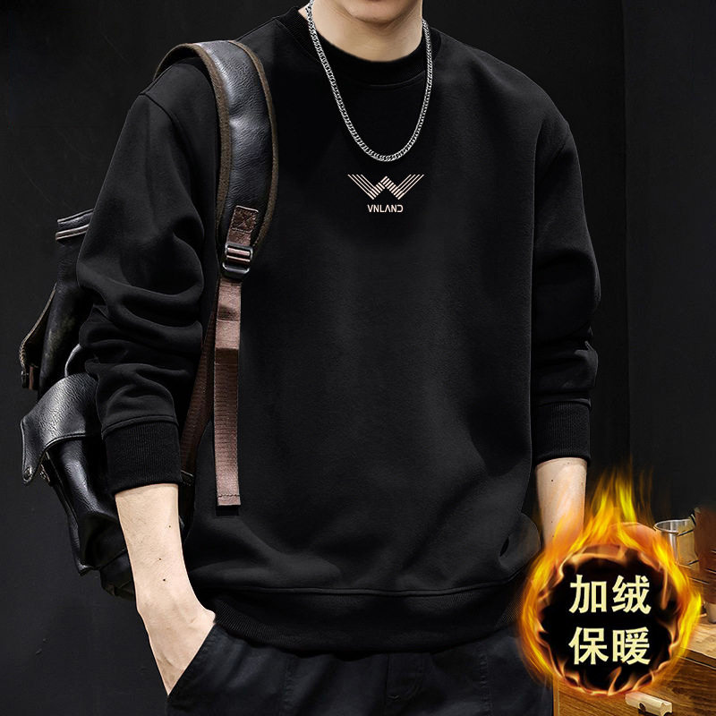 圆领卫衣男春秋款潮牌宽松长袖t恤帅气休闲秋衣青少年体恤上衣服