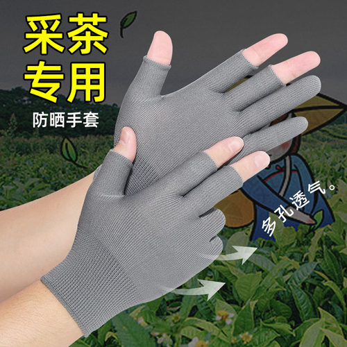 采摘茶叶手套耐磨薄款透气防晒女