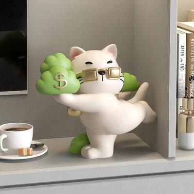 创意青松招财猫桌面摆件情绪稳定神器高级感小众卧室生日开业礼物