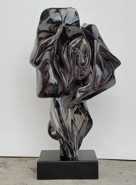 新款太湖石抽象摆件 客厅电视柜透明树脂装饰品烟灰色家居艺术品