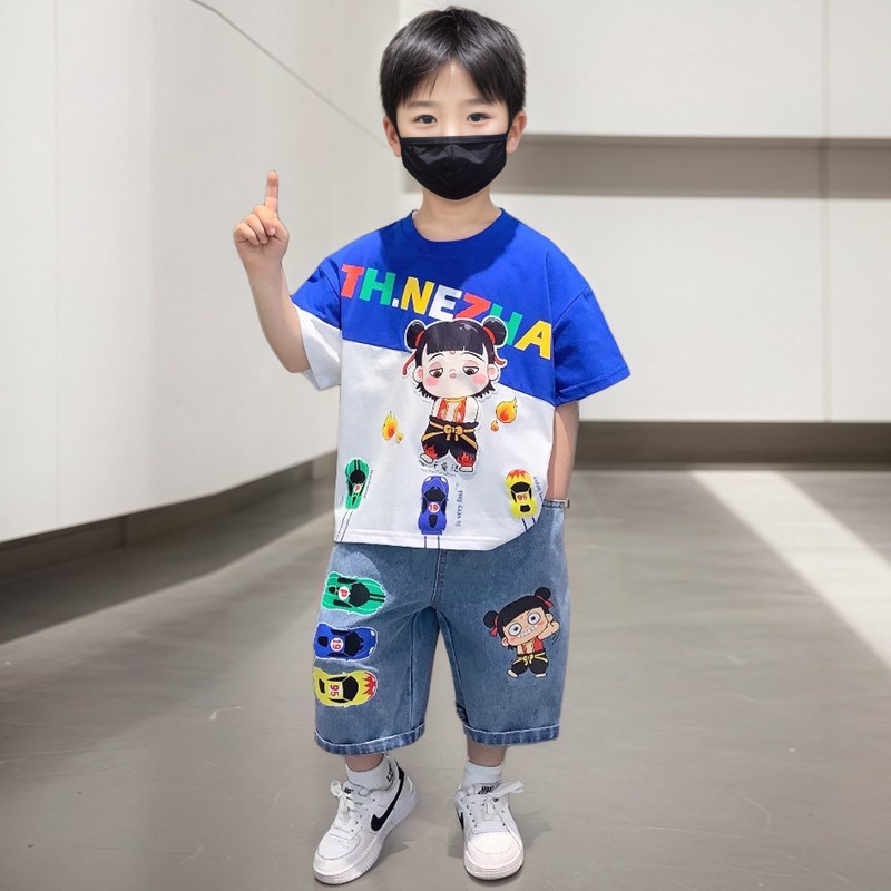 哪吒衣服男童夏装套装2025新款夏季潮宝宝炸街网红夏款中小儿童装